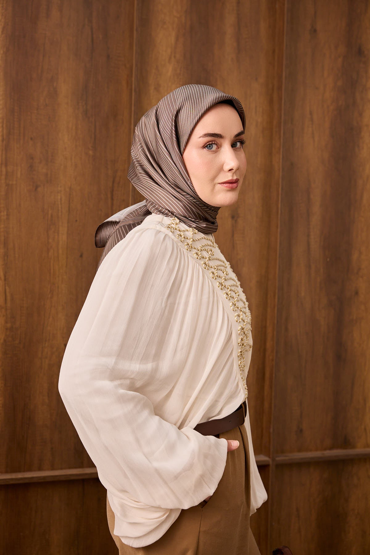 Silk Home Twill İpek Eşarp Fluid Lines 11550-03