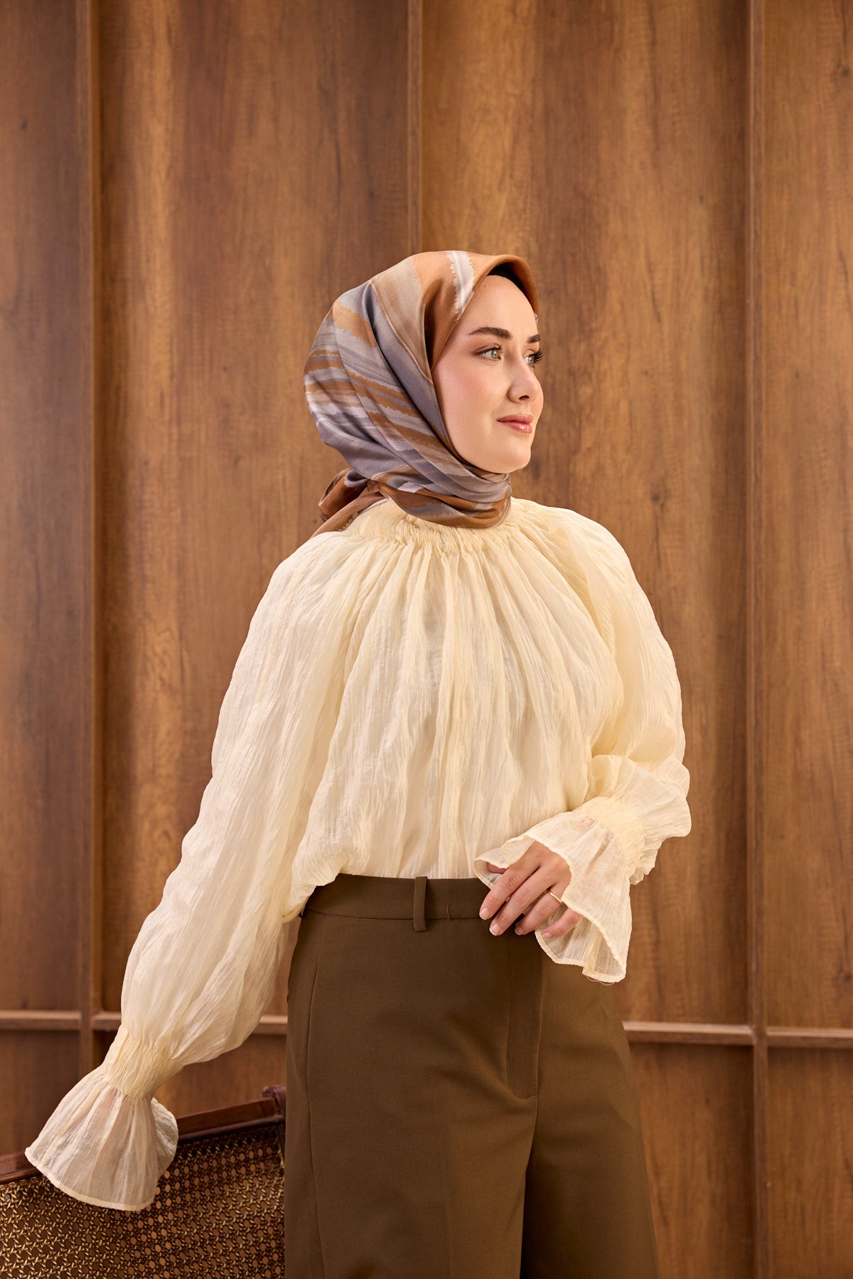 Silk Home Twill İpek Eşarp Fluid Lines 11551-22