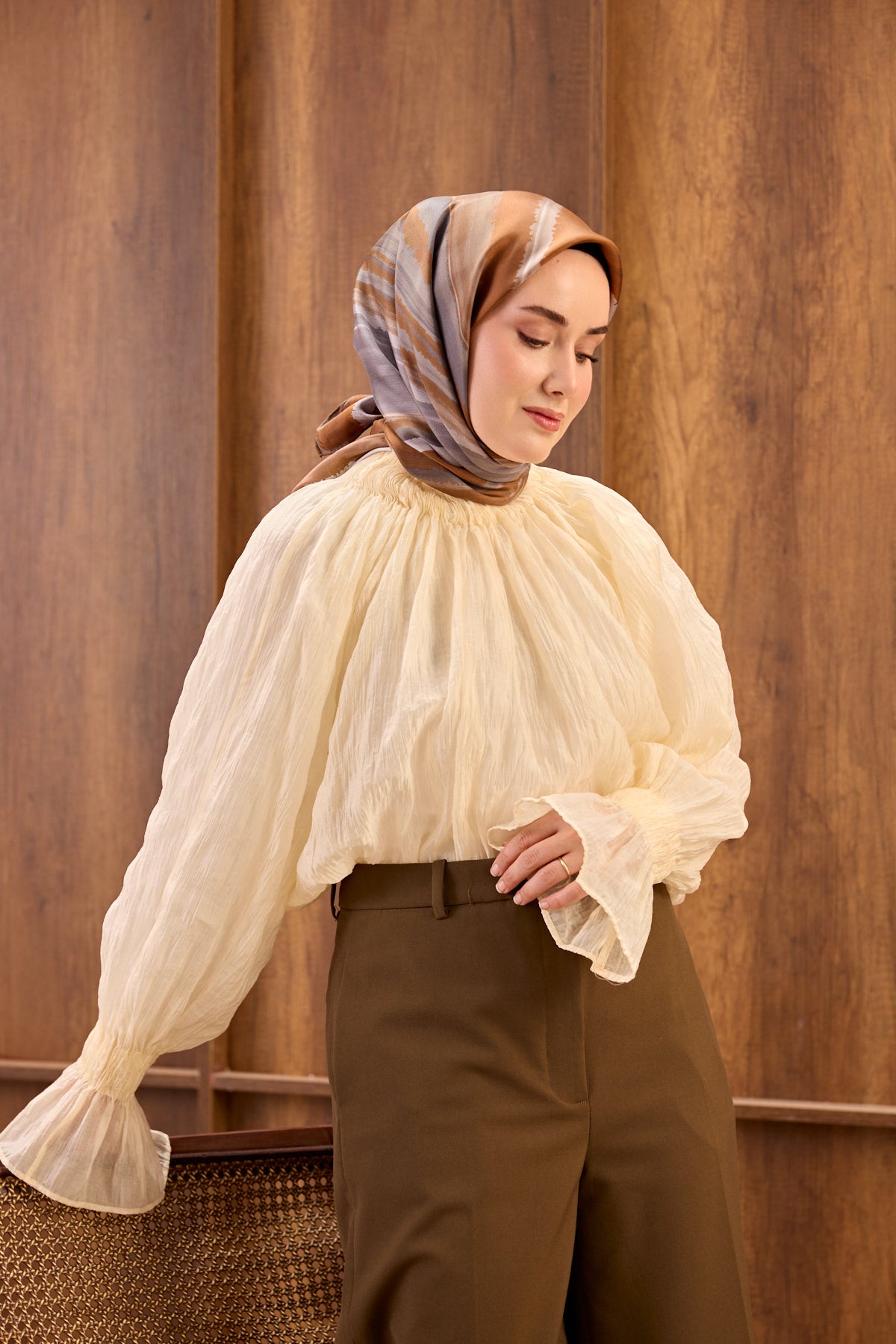 Silk Home Twill İpek Eşarp Fluid Lines 11551-22