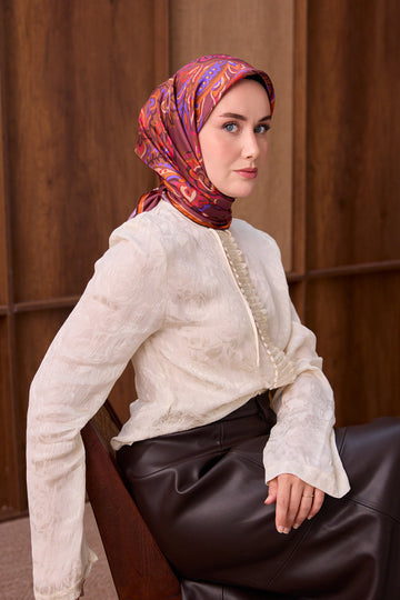 Silk Home Twill İpek Eşarp Ethnic Paisley 11553-02