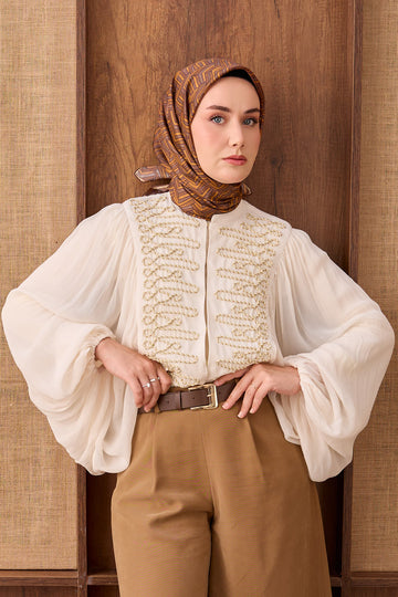 Silk Home Twill İpek Eşarp Geometric Pattern 11555-05