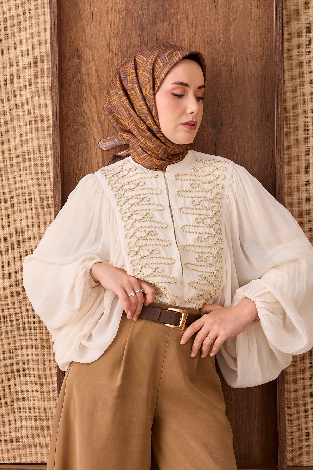 Silk Home Twill İpek Eşarp Geometric Pattern 11555-05