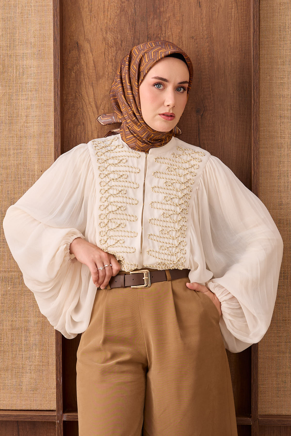 Silk Home Twill İpek Eşarp Geometric Pattern 11555-05