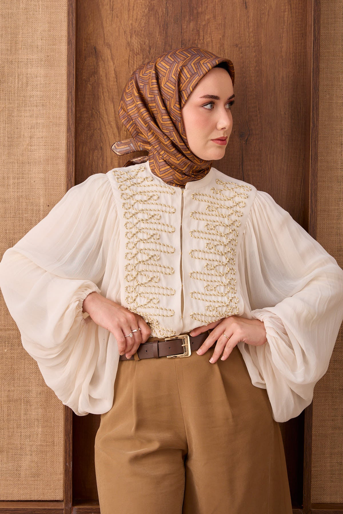 Silk Home Twill İpek Eşarp Geometric Pattern 11555-05