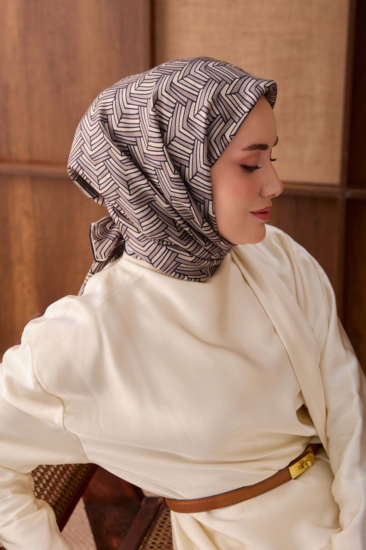 Silk Home Twill İpek Eşarp Geometric Pattern 11555-07