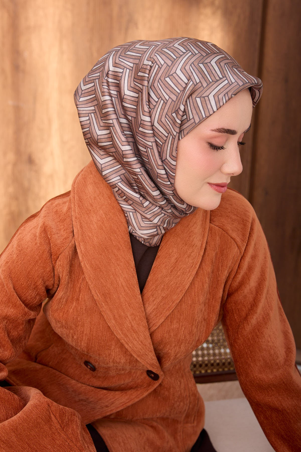 Silk Home Twill İpek Eşarp Geometric Pattern 11555-17