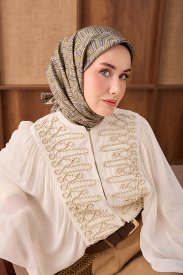 Silk Home Twill İpek Eşarp Geometric Pattern 11555-19