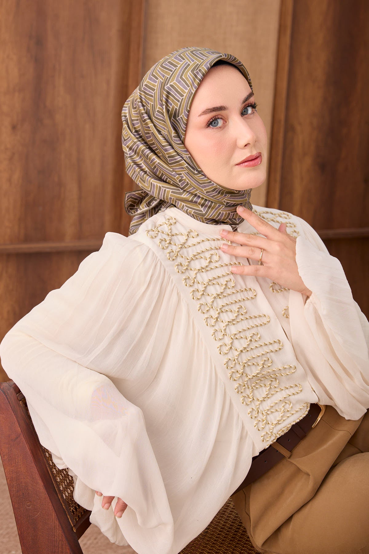 Silk Home Twill İpek Eşarp Geometric Pattern 11555-19