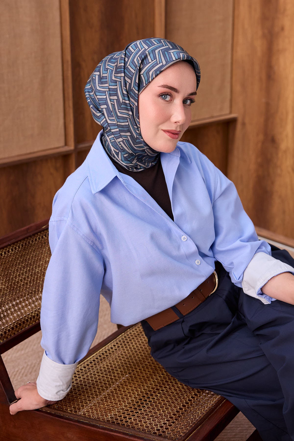 Silk Home Twill İpek Eşarp Geometric Pattern 11555-22