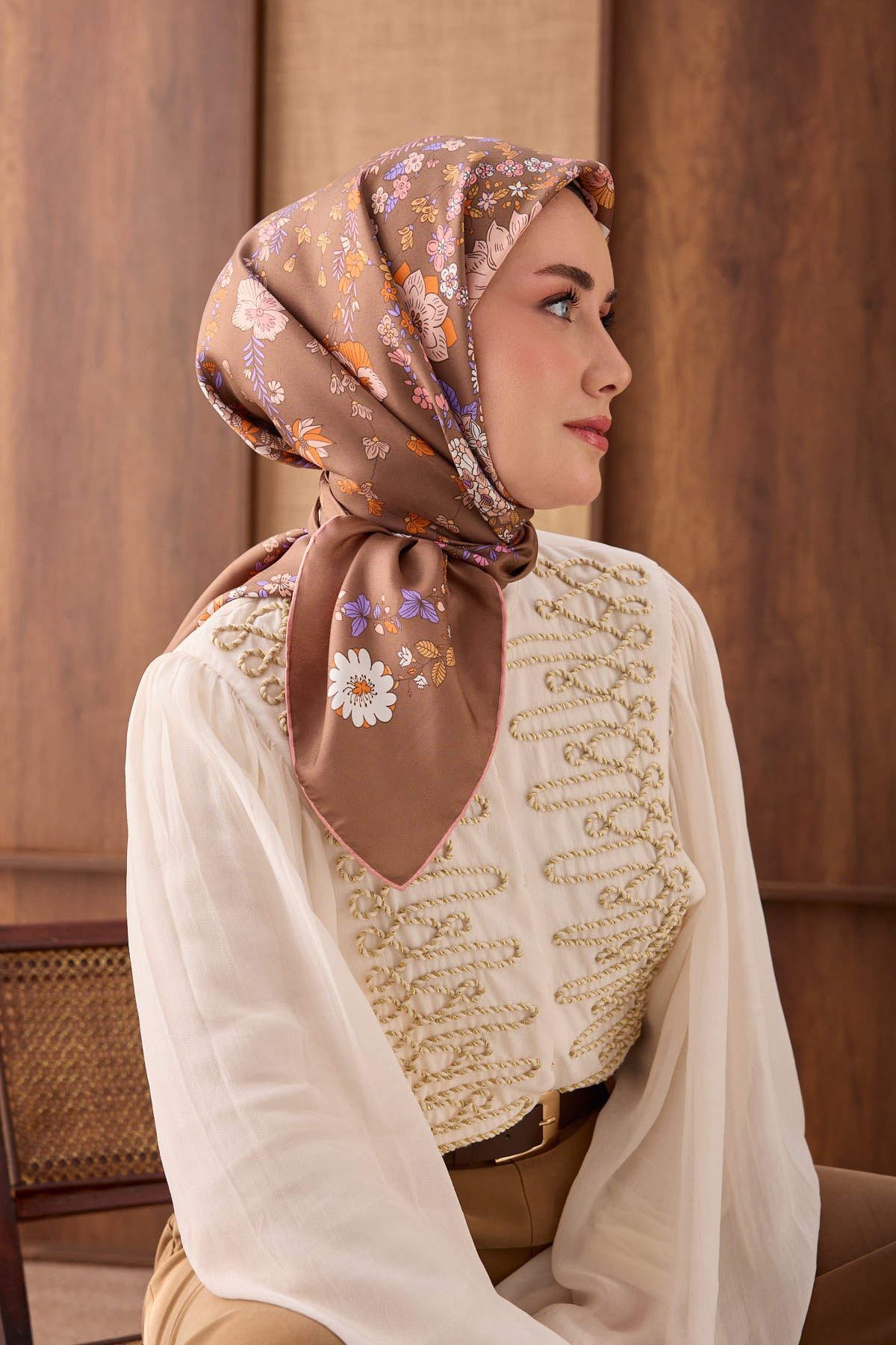 Silk Home Twill İpek Eşarp Botanical 11559-05